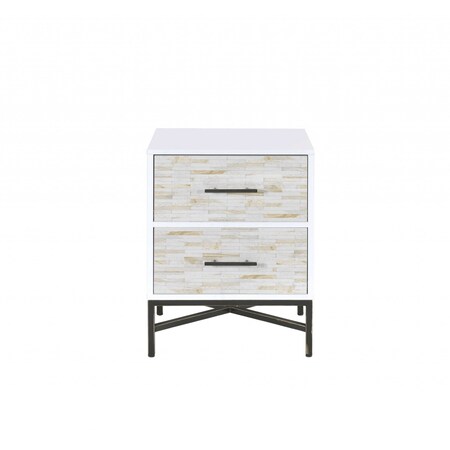 Homeroots 20" X 18" X 26" White And Black Wooden Nightstand 319111