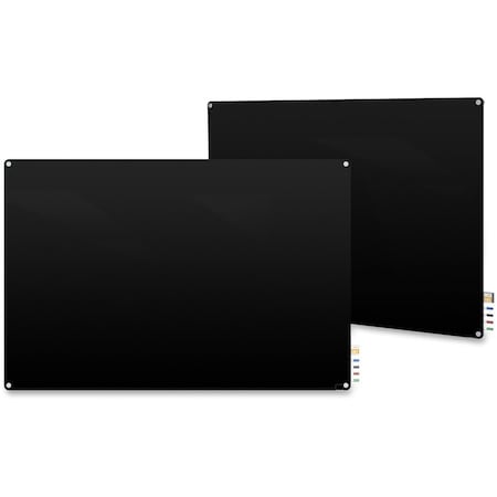 Ghent Dry Erase Board, Glass, 36 in, 48 in, No Frame Frame, Black, Gloss HMYRN34BK