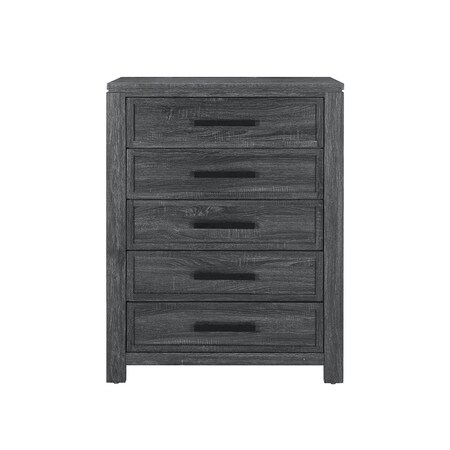 Homeroots 48" Dark Gray Wood Five Drawer Dresser 564691