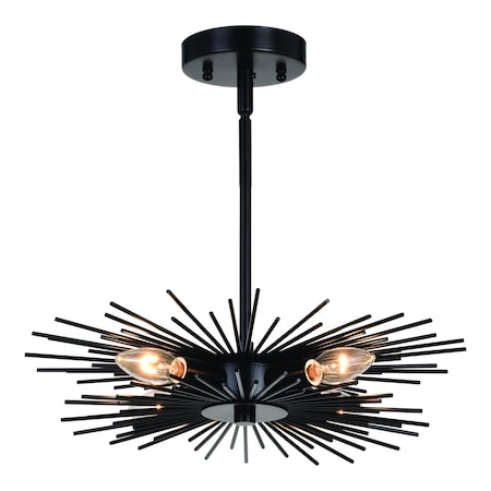 Vaxcel Nikko 16-in W Black Mid-Century Modern Semi Flush Mount Ceiling Light C0259