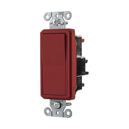 Hubbell Wall Switch, 1 hp, Rocker, 20 A, Red DS120STR