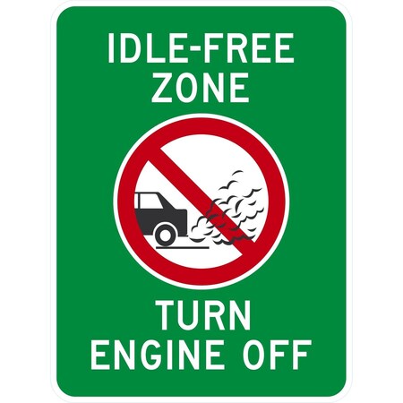 Lyle Idle-Free Zone Turn Engine Off (W/Sym), 18x24, Non-Reflective, Green G-11228-NA_18x24