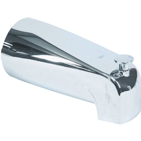 Us Hardware Bathtub Spout with Diverter, 1/2 in Connection, NPT, Plastic, Chrome Plated P-522C