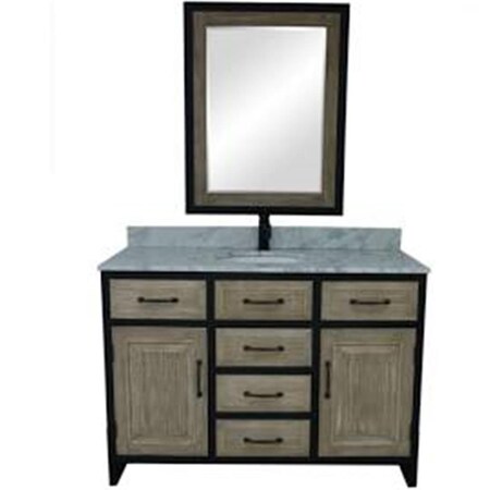 Infurniture WK8848-WK TOP 48 in. Rustic Solid Fir Single Sink Iron Frame Vanity with Limestone Top WK8848+WK TOP