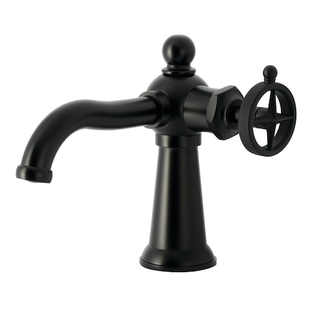 Kingston Brass One-Handle Single-Hole Bathroom Faucet with Push Pop-Up Drain, Matte Black KS3540RNK