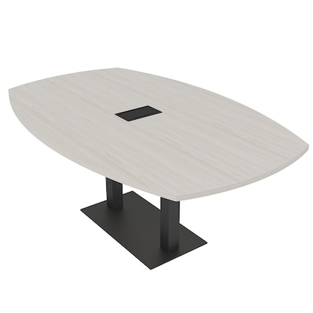 Skutchi Designs Arc Rectangle Meeting Room Table, 45 in W, 72 in L, Ivory HAR-AREC-48x72-DOU.BK-K458-EBLK