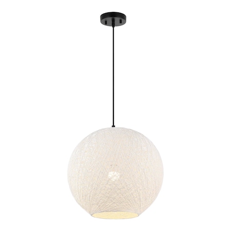 Jonathan Y Lacey 19.5" 1-Light Bohemian Minimalist Adjustable Rattan-Style Woven Rope Globe Basket LED Pendant, JYL1136A