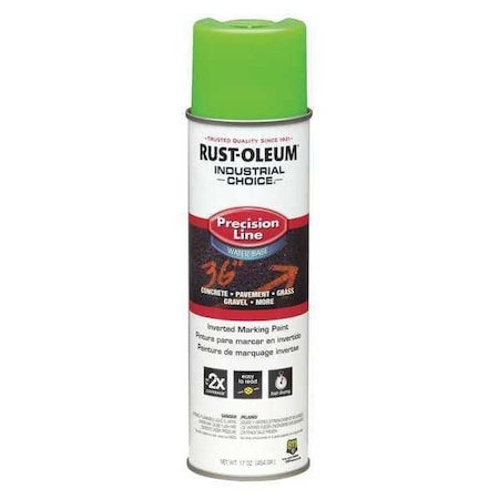 Rust-Oleum Inverted Marking Paint Aerosol, 17 oz, Fluorescent Green, Water-Based 203032