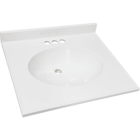 Craftmark 25''x22'' Cultured Marble Solid High Gloss Wht Vanity Top with Round Bowl OB2522330