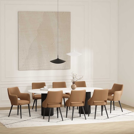 Manhattan Comfort 8-Piece Tremont Dining Chair in Saddle 8-DC104-SD