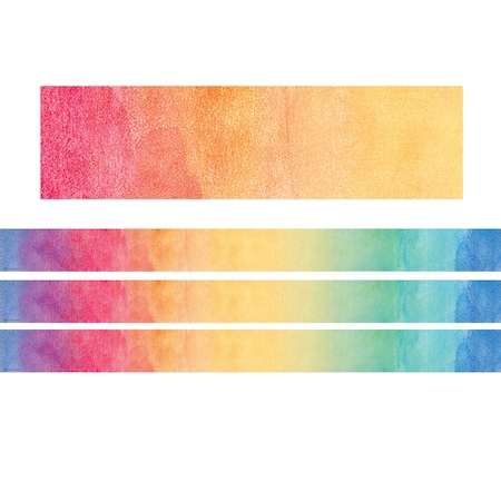 Teacher Created Resources Watercolor Straight Rolled Border Trim, 50 Feet Per Roll, 3PK TCR8953