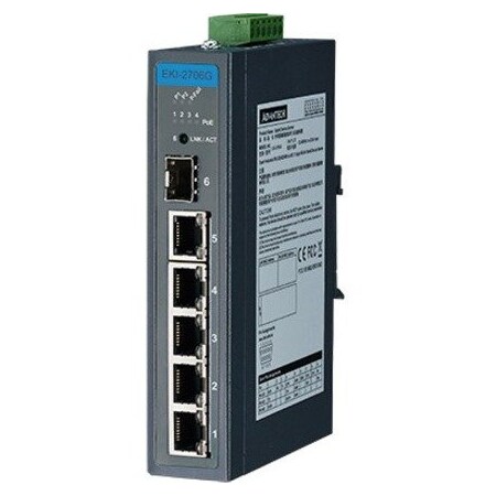 Advantech 5GE+1G SFP Unmanaged Ind. PoE Switch W/T EKI-2706G-1GFPI-BE