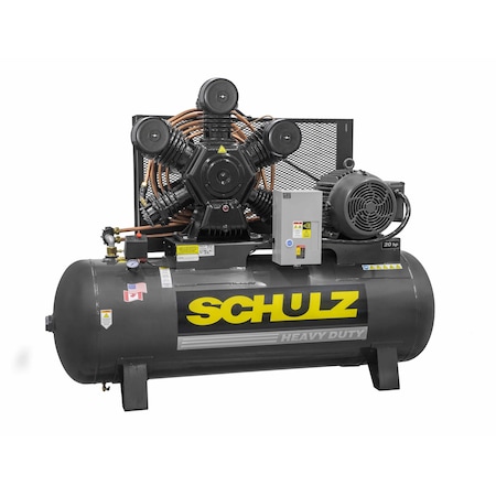 Schulz AIR COMPRESSOR - 20HP THREE PHASE - 120 GALLONS HORIZONTAL TANK - 208-230-460 VOLTS 932.9338-0
