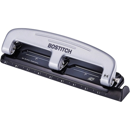 Paperpro Three-Hole Paper Punch, 12 Sheet, Blk/Gray ACI2101