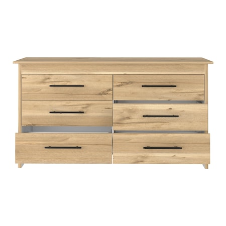 Homeroots 59" Natural Six Drawer Double Dresser 544017