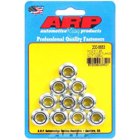 Arp 200-8683 M10 x 1.25 in. Locking Flange Nuts, 10PK ARP200-8683
