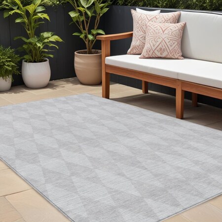 Homeroots 10' X 14' Pewter And Silver Geometric Washable Indoor Outdoor Area Rug 577090