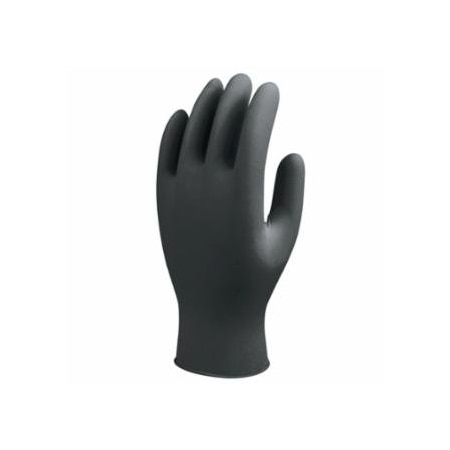 Showa 7700 Series Nitrile Gloves, Nitrile, 4 mil, Large, Black 845-7700PFTL