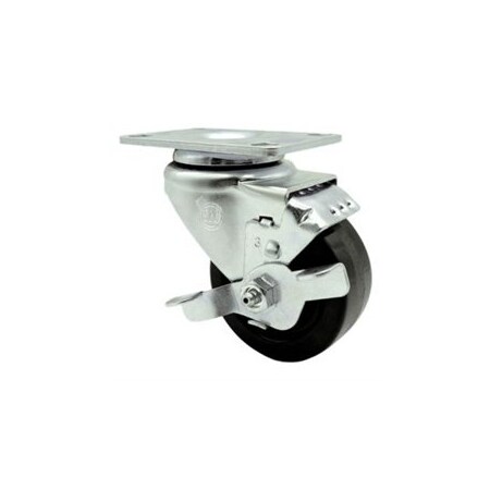 Service Caster 3 Inch Phenolic Wheel Swivel Top Plate Caster with Brake SCC-20S314-PHR-TLB-TP3