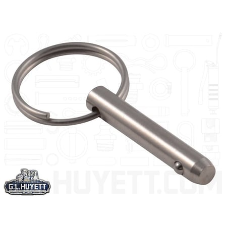 Huyett Detent Pin, 300 Stainless Steel, 0.250 in Dia x 1.000 in Effective Length x 0.254 in Hole Dia DTPS-0250-1000