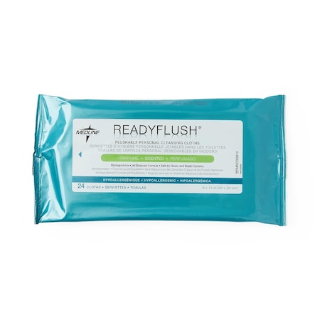 Medline ReadyFlush Flushable Scented Wet Wipes, 8inx 10in, 24/Pack MSC263810H