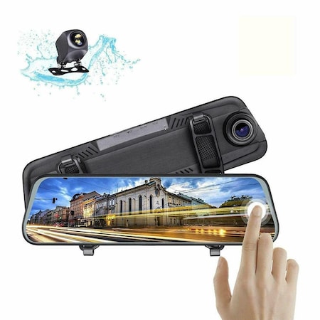 Pyle Dual Dash Cam Rearview Mirror, 1080p Full HD Front and Rear Car Camera with Night Vision, G-Sensor PLCDVR1000