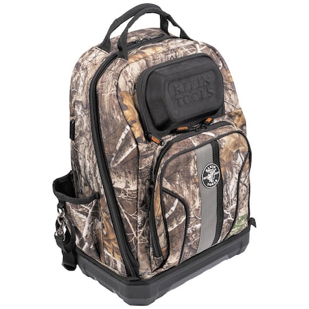 Klein Tools Tool Backpack, Camo, 1680d Ballistic Weave Body; Hard Molded Polypropylene Bottom, 40 Pockets 62800BPCAMO