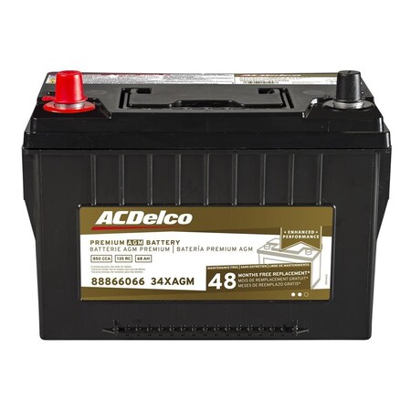 Acdelco BATTERY ASM ., Vehicle Battery, 34XAGM