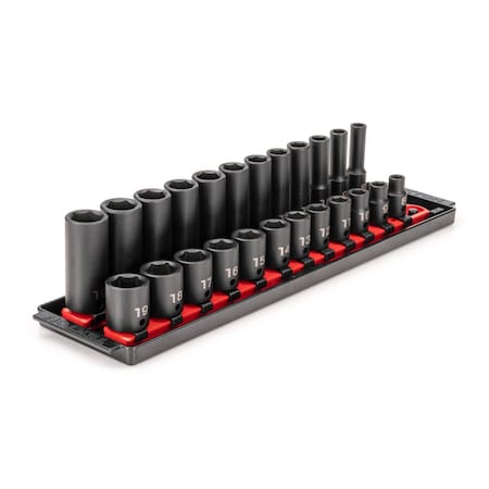 Tekton 3/8 in Drive Impact Socket Set, Metric, 24 pcs SID91209