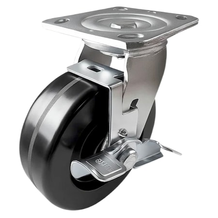 Hyw Products Heavy Duty Caster 6in Phenolic Wheel, Swivel with Brake 40-60S-A1-PH-TB