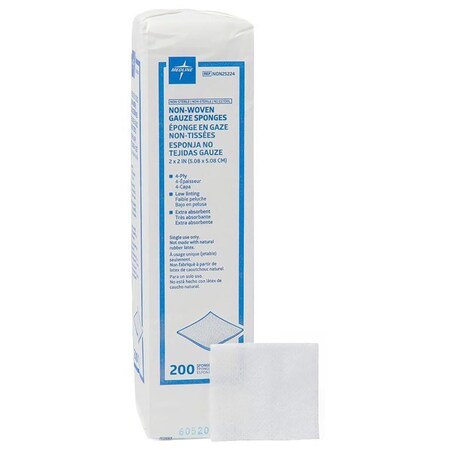 Medline Avant Gauze Non-Woven Non-Sterile Sponges, 2"x2", 4 Ply, 200PK NON25224Z