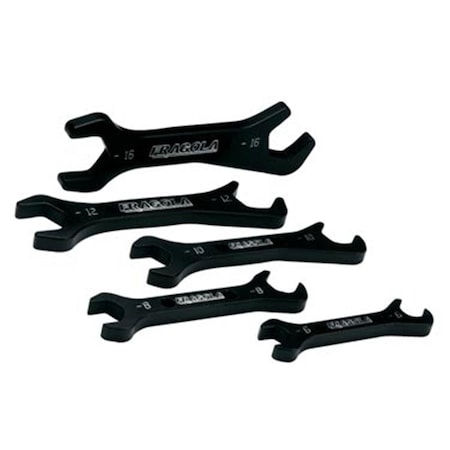 Fragola 900100 Aluminum -6 AN to -16 AN Double Open End AN Wrench Set, Black Anodized FRG900100