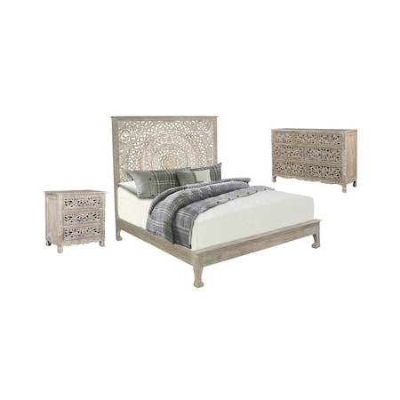 Homeroots Three Piece Gray Solid Wood Bedroom Set 643651