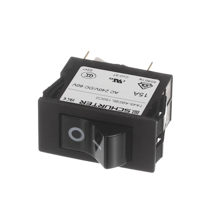 Paragon Popcorn Machine Switch, Circuit Breaker, 240VAC, 15A, 50/60Hz, 60VDC, Black 540005