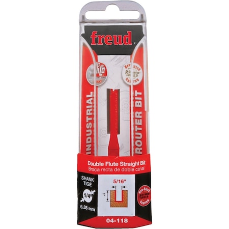 Freud 5/16'' x 1'' Double Flute Straight Router Bit 04-118