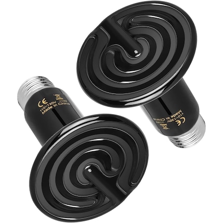 Simple Deluxe HealSmart 25W Reptile Heat Lamp Ceramic Heat Emitter, No Light Emitting Heat Bulbs, 2PK PTBULBINVISIBLE25X2