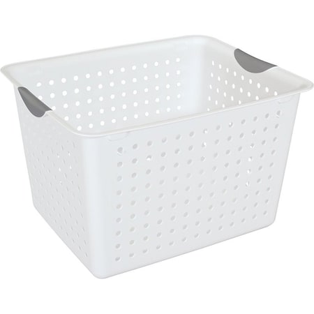 Sterilite Ultra Storage Basket, 2 cu-ft Capacity, Plastic, White 16288006