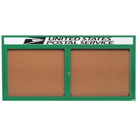 Aarco Illuminated Enclosed Bulletin Board w/ Header Green Powder Coated Al Frame, 36''Hx72''W DCC3672RHIG