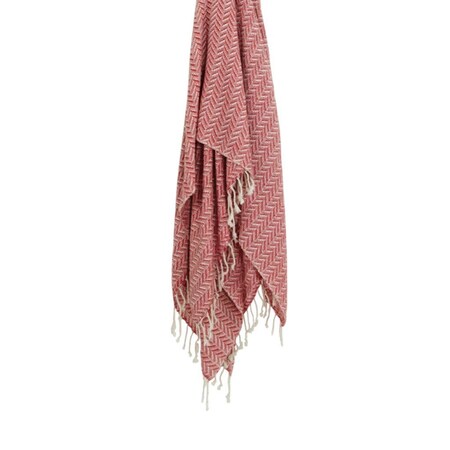 Homeroots 50" X 60" Red Cotton Woven Chevron Throw Blanket with Fringe 518800