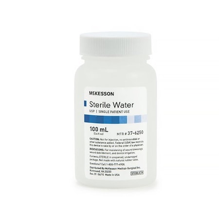 Mckesson Sterile Water Irrigation Solution, 100 mL Bottle, Not for Injection, 48PK 37-6250