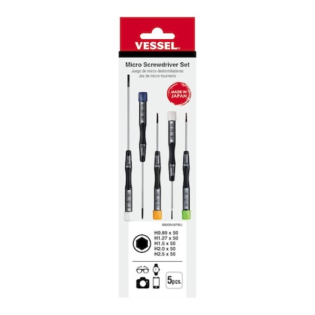Vessel Micro Screwdrivers Set, 5 Pcs Set Hex 99005HXPBU