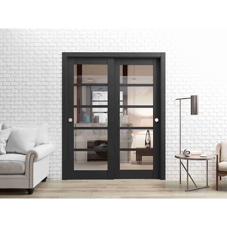 Sartodoors Sliding Closet Bypass Doors Black Solid Core Modern Interior QUADRO4522DBD-BLK-36