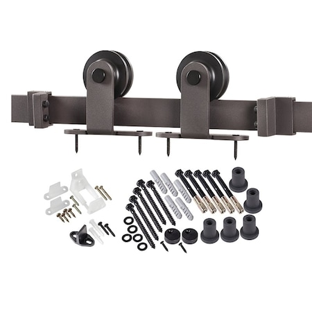 Renin Straight Strap Barn Door Hardware Kit, 78-3/4 in L Track, Steel, Bronze, Wall, For: Barn Door BD101K-07800-BR