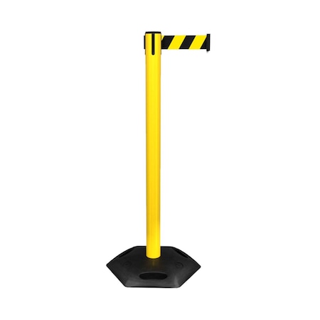 Pittman Retractable Belt Barrier, Yellow/Black, 118.11 in Length, 35.82 in Post Height 751750