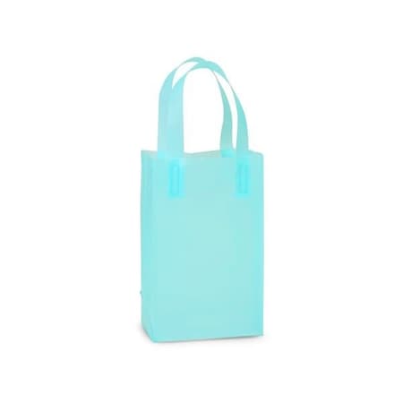 Nashville Wraps Aqua Blue Plastic Gift Bags, Rose 5x3x8, 3 mil, 25PK 25RAQP