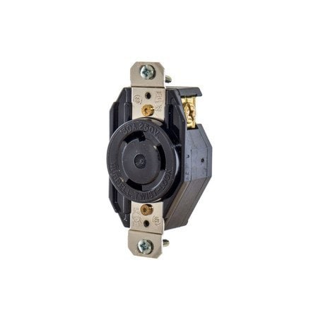 Hubbell Locking Receptacle, L6-30R, 20 A, 250V AC, Single Phase, 2 Pole, Screw Terminals, Black L630R