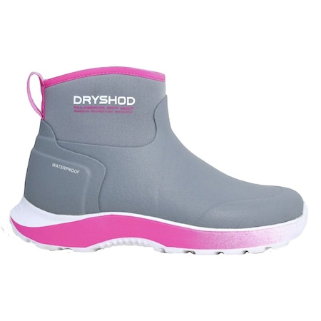 Dryshod Evalusion All Around Cuff Ankle Boot, Waterproof, Rubber, Comfortable, Grey/Pink, Women Size 8.5 EVA-WC-LGY-008.5