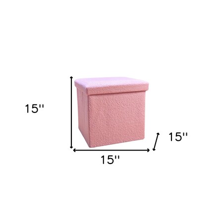 Homeroots 15" Pink Boucle Cube Storage Ottoman 590476