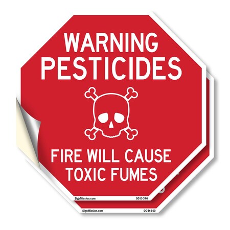 Signmission Warning Pesticides Fire Will Cause, 4 inch X 4 inch, Vinyl Decal, 2PK OC-D-2PACK-4-340