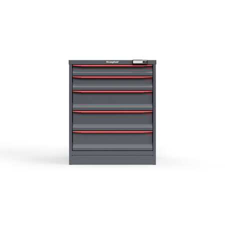 Strong Hold 5 drawer cabinet - (1x 3ft, 1x 4ft, 3x 6ft) - Red accents - Electronic Lock S3036-PPRAS-0504DS
